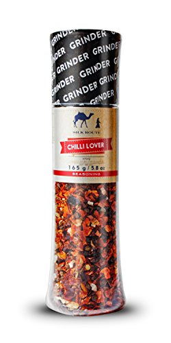 Chili Spice Grinder 165 g aus Seide Route Spice Company GIANT Spice Grinder enthält Höchste Qualität Chili, schwarz-pfeffer, Meersalz, rot Paprika und Paprika Flocken -