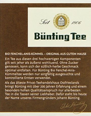 Bünting Tee Bio Fenchel-Anis-Kümmel 20 x 3 g Beutel, 4er Pack (4 x 60 g) - 