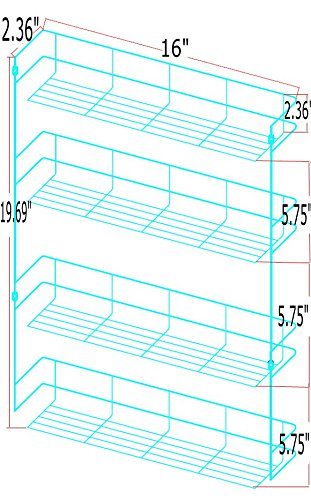 COPA Design 4 Etagen Kräuter- und Gewürzregal | Spice Organizer Wand montieren oder Küche Schrank Aufbewahrung (einfach zu installieren) | Messungen: (bxdxh): 500 x 66 x 405 mm | integrierte Gewürzregal für 4 x 8 Töpfe - 