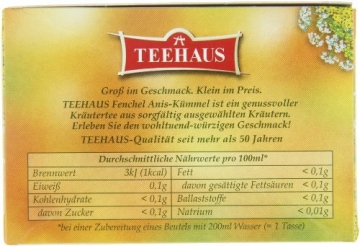 Teehaus Fenchel Anis-Kümmel (Teebeutel), 3er Pack (3 x 80 g) - 